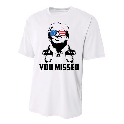 You Missed Trump Middle Finger Usa Funny Performance Sprint T-Shirt