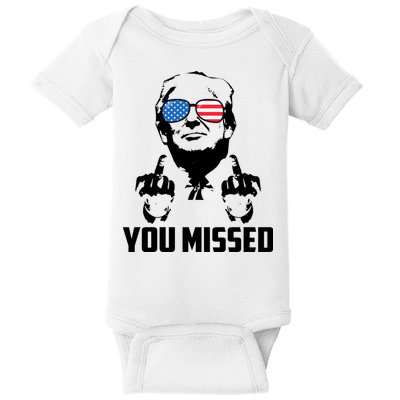 You Missed Trump Middle Finger Usa Funny Baby Bodysuit