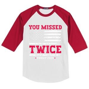 You Missed Twice Trump Assassination Attempt (On Back) Gift Kids Colorblock Raglan Jersey