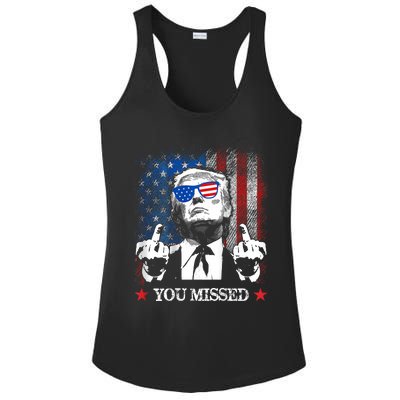 You Missed Trump 2024 Us American Flag Ladies PosiCharge Competitor Racerback Tank