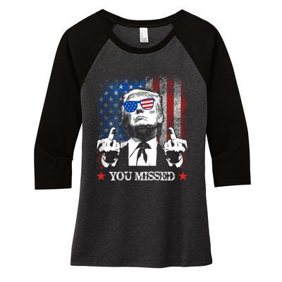 You Missed Trump 2024 Us American Flag Women's Tri-Blend 3/4-Sleeve Raglan Shirt