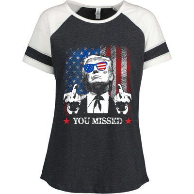 You Missed Trump 2024 Us American Flag Enza Ladies Jersey Colorblock Tee