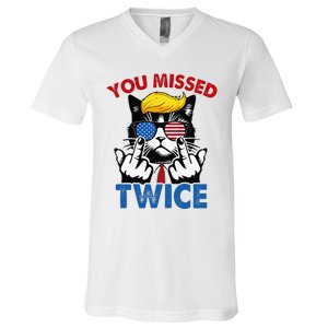 You Missed Twice Trump 2024 V-Neck T-Shirt