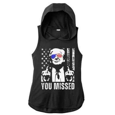 You Missed Trump 2024 Us American Flag Ladies PosiCharge Tri-Blend Wicking Draft Hoodie Tank