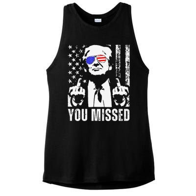 You Missed Trump 2024 Us American Flag Ladies PosiCharge Tri-Blend Wicking Tank