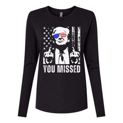 You Missed Trump 2024 Us American Flag Womens Cotton Relaxed Long Sleeve T-Shirt