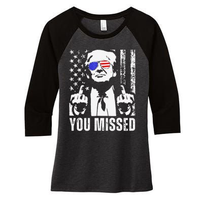 You Missed Trump 2024 Us American Flag Women's Tri-Blend 3/4-Sleeve Raglan Shirt