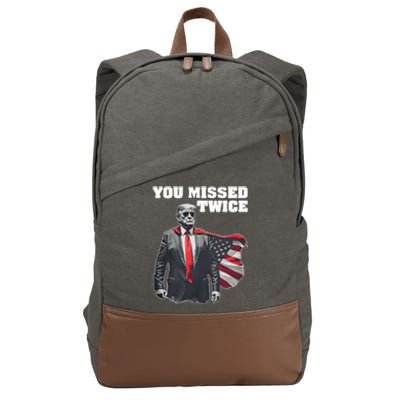 You Missed Twice Trum Cotton Canvas Backpack