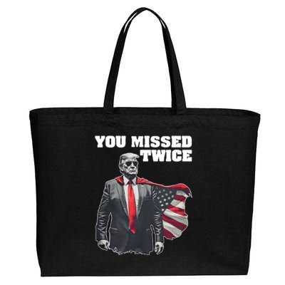 You Missed Twice Trum Cotton Canvas Jumbo Tote