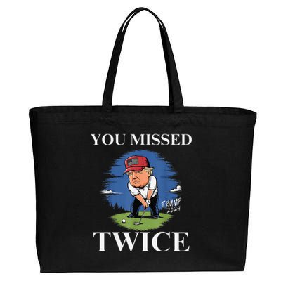 You Missed Twice Golf 2024 Vote Trump Missed Me Again Trump Cotton Canvas Jumbo Tote