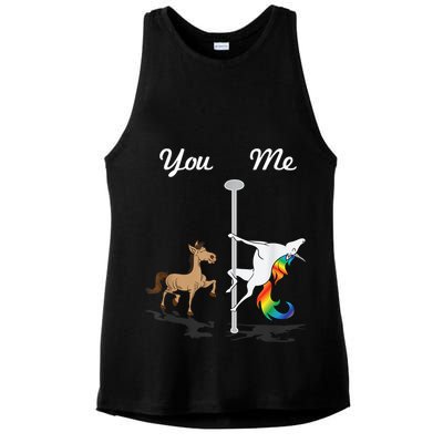 You Me Unicorn Pole Dancing Unicorn Ladies PosiCharge Tri-Blend Wicking Tank