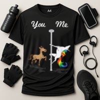 You Me Unicorn Pole Dancing Unicorn Cooling Performance Crew T-Shirt