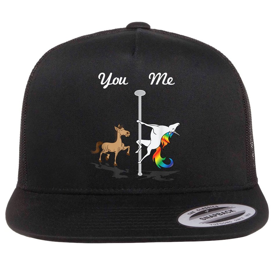 You Me Unicorn Pole Dancing Unicorn Flat Bill Trucker Hat
