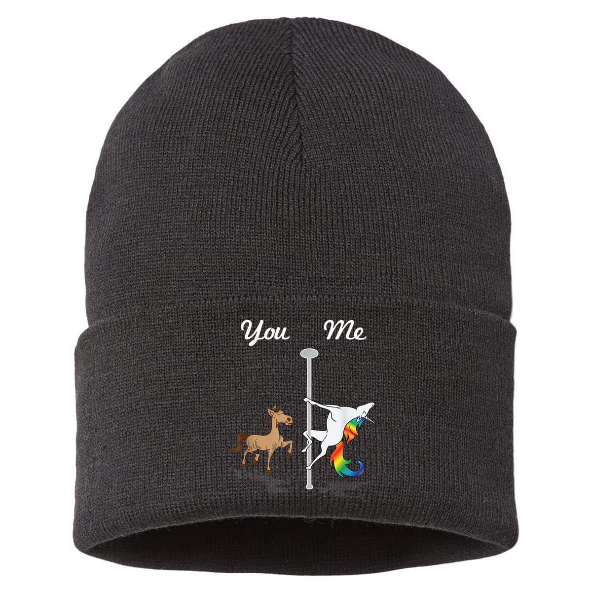 You Me Unicorn Pole Dancing Unicorn Sustainable Knit Beanie