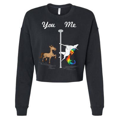 You Me Unicorn Pole Dancing Unicorn Cropped Pullover Crew