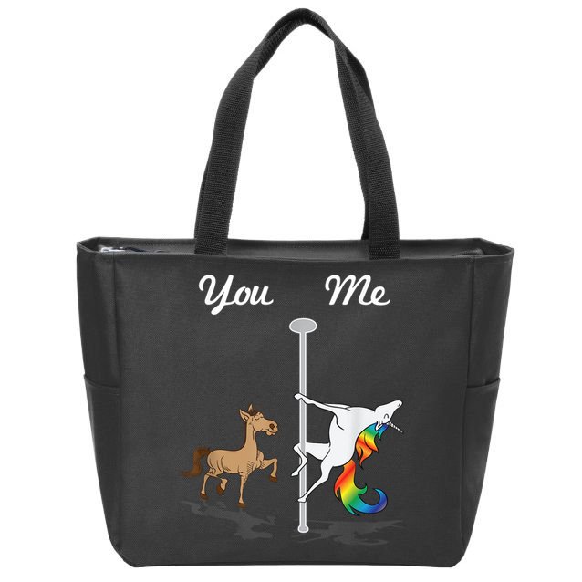 You Me Unicorn Pole Dancing Unicorn Zip Tote Bag