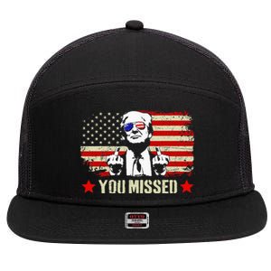 You Missed Usa Flag Donald Trump 2024 Rally Proud American Presidential Election 7 Panel Mesh Trucker Snapback Hat