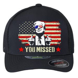 You Missed Usa Flag Donald Trump 2024 Rally Proud American Presidential Election Flexfit Unipanel Trucker Cap