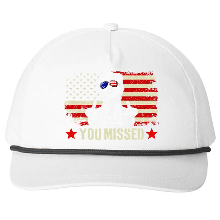 You Missed Usa Flag Donald Trump 2024 Rally Proud American Presidential Election Snapback Five-Panel Rope Hat