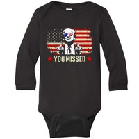 You Missed Usa Flag Donald Trump 2024 Rally Proud American Presidential Election Baby Long Sleeve Bodysuit