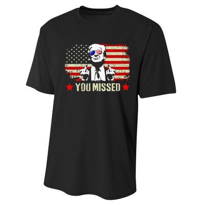 You Missed Usa Flag Donald Trump 2024 Rally Proud American Presidential Election Performance Sprint T-Shirt