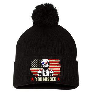 You Missed Usa Flag Donald Trump 2024 Rally Proud American Presidential Election Pom Pom 12in Knit Beanie