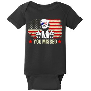 You Missed Usa Flag Donald Trump 2024 Rally Proud American Presidential Election Baby Bodysuit