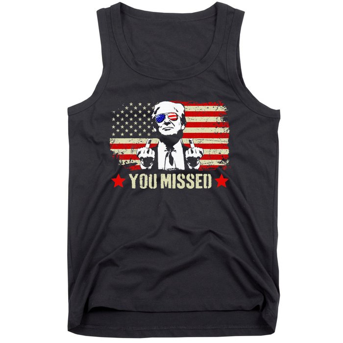 You Missed Usa Flag Donald Trump 2024 Rally Proud American Presidential Election Tank Top