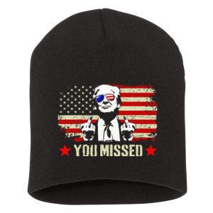 You Missed Usa Flag Donald Trump 2024 Rally Proud American Presidential Election Short Acrylic Beanie