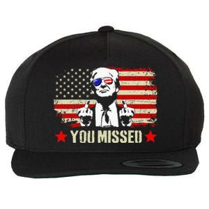 You Missed Usa Flag Donald Trump 2024 Rally Proud American Presidential Election Wool Snapback Cap