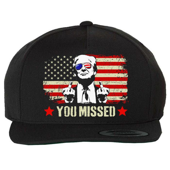 You Missed Usa Flag Donald Trump 2024 Rally Proud American Presidential Election Wool Snapback Cap