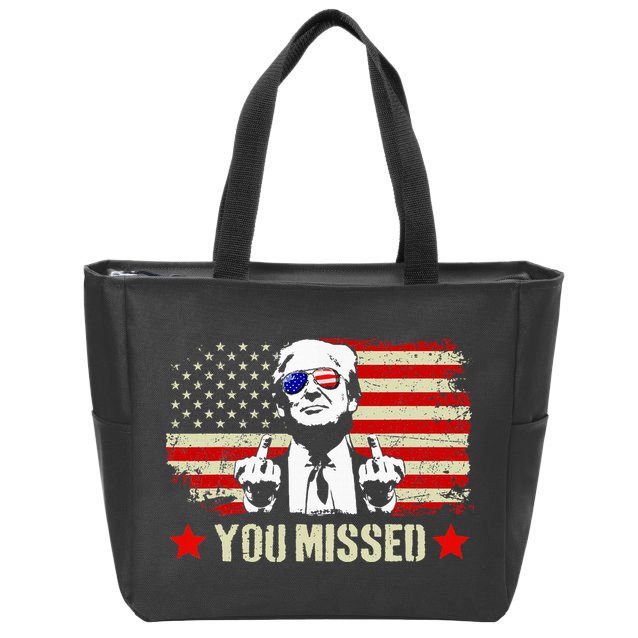 You Missed Usa Flag Donald Trump 2024 Rally Proud American Presidential Election Zip Tote Bag