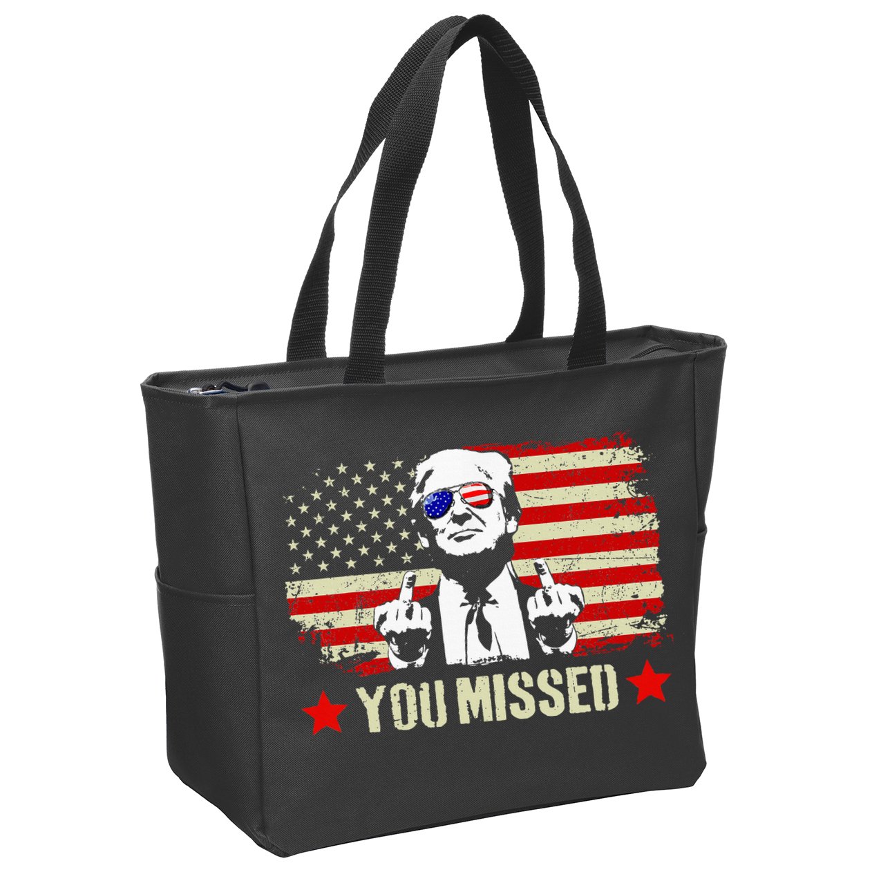 You Missed Usa Flag Donald Trump 2024 Rally Proud American Presidential Election Zip Tote Bag
