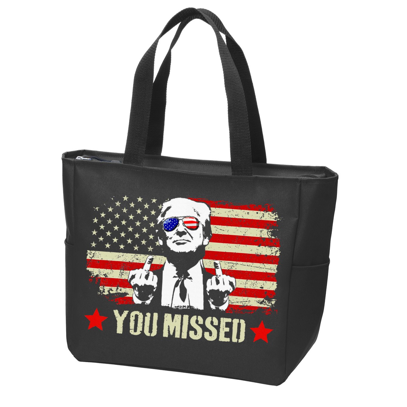 You Missed Usa Flag Donald Trump 2024 Rally Proud American Presidential Election Zip Tote Bag