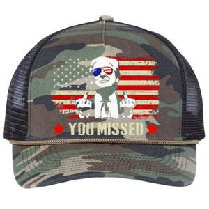 You Missed Usa Flag Donald Trump 2024 Rally Proud American Presidential Election Retro Rope Trucker Hat Cap