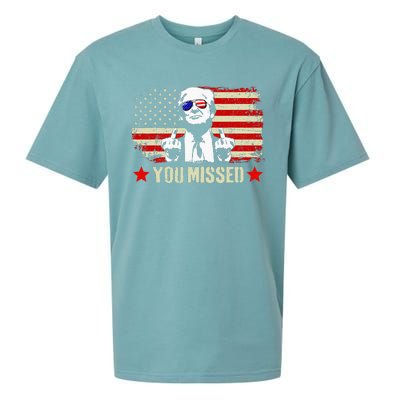 You Missed Usa Flag Donald Trump 2024 Rally Proud American Presidential Election Sueded Cloud Jersey T-Shirt