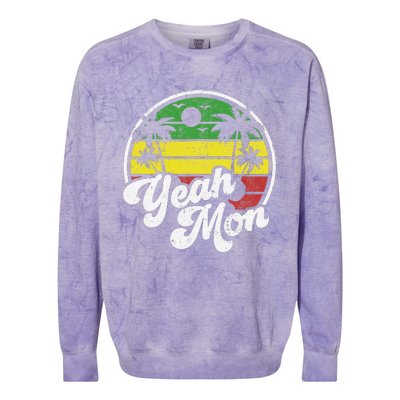 Yeah Mon Vintage Jamaica Reggae Jamaican Vacation Retro Gift Colorblast Crewneck Sweatshirt