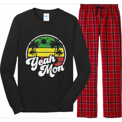 Yeah Mon Vintage Jamaica Reggae Jamaican Vacation Retro Gift Long Sleeve Pajama Set