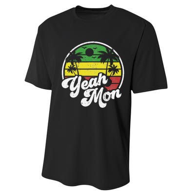 Yeah Mon Vintage Jamaica Reggae Jamaican Vacation Retro Gift Performance Sprint T-Shirt