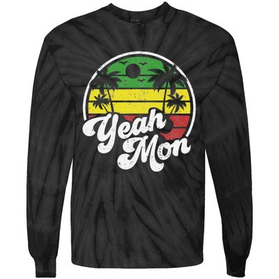 Yeah Mon Vintage Jamaica Reggae Jamaican Vacation Retro Gift Tie-Dye Long Sleeve Shirt