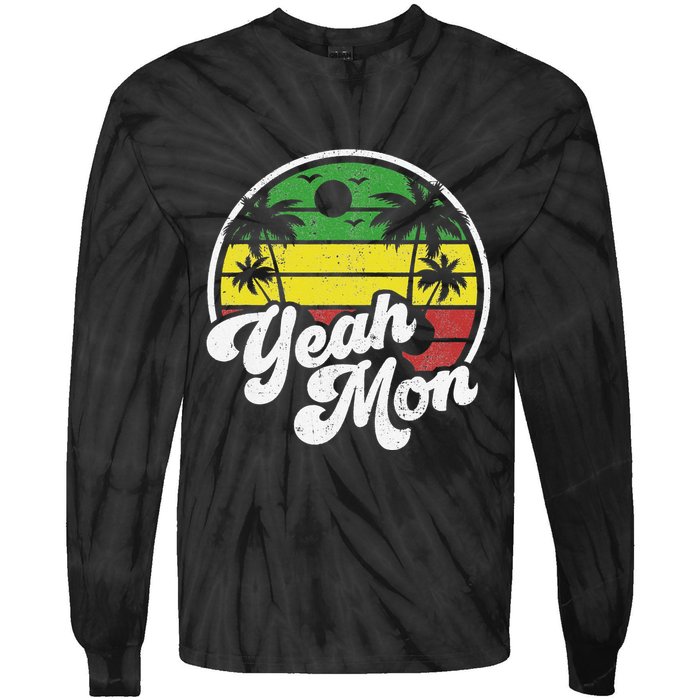 Yeah Mon Vintage Jamaica Reggae Jamaican Vacation Retro Gift Tie-Dye Long Sleeve Shirt