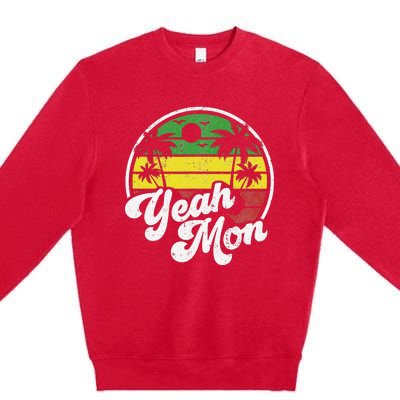 Yeah Mon Vintage Jamaica Reggae Jamaican Vacation Retro Gift Premium Crewneck Sweatshirt