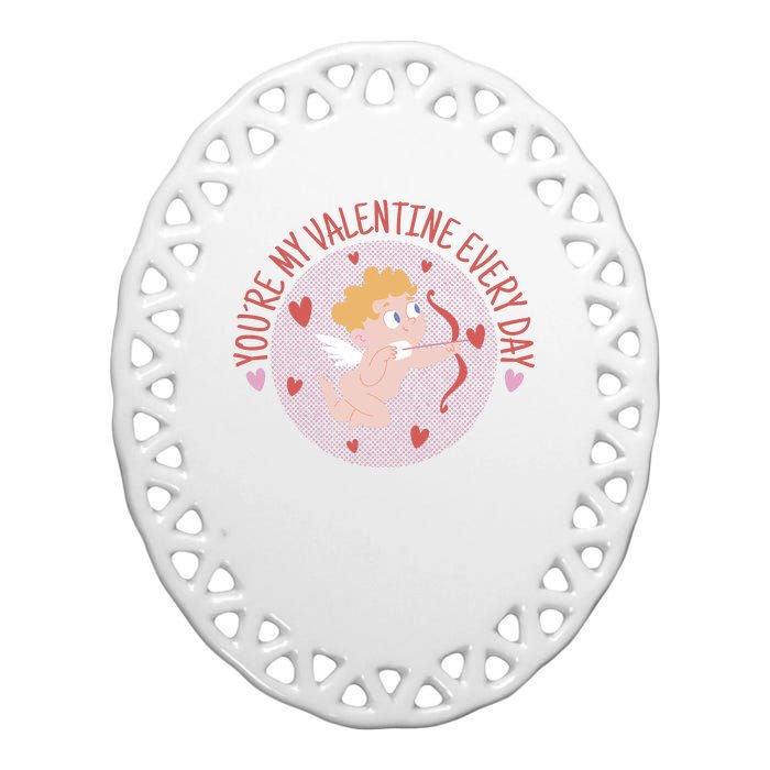 You're My Valentine Everyday Cupid Ceramic Oval Ornament