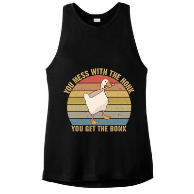 You Mess With The Honk You Get The Bonk Funny Retro Vintage Goose Ladies PosiCharge Tri-Blend Wicking Tank