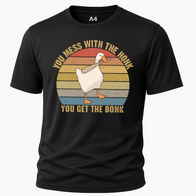 You Mess With The Honk You Get The Bonk Funny Retro Vintage Goose Performance Shirt