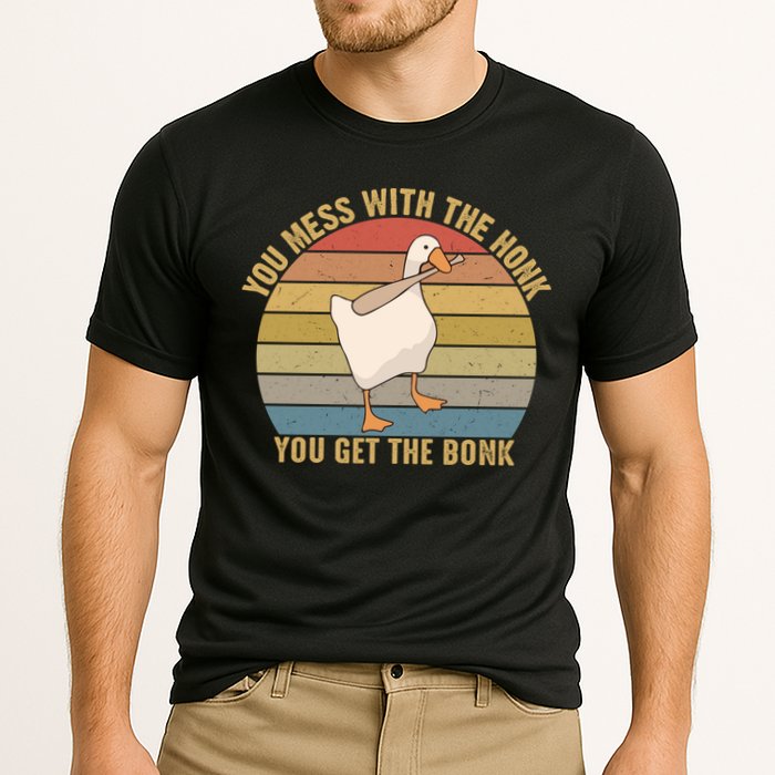 You Mess With The Honk You Get The Bonk Funny Retro Vintage Goose Performance Shirt