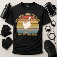 You Mess With The Honk You Get The Bonk Funny Retro Vintage Goose Performance Shirt