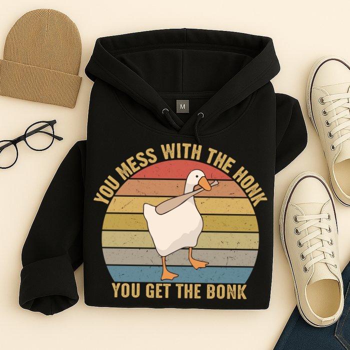 You Mess With The Honk You Get The Bonk Funny Retro Vintage Goose Hoodie