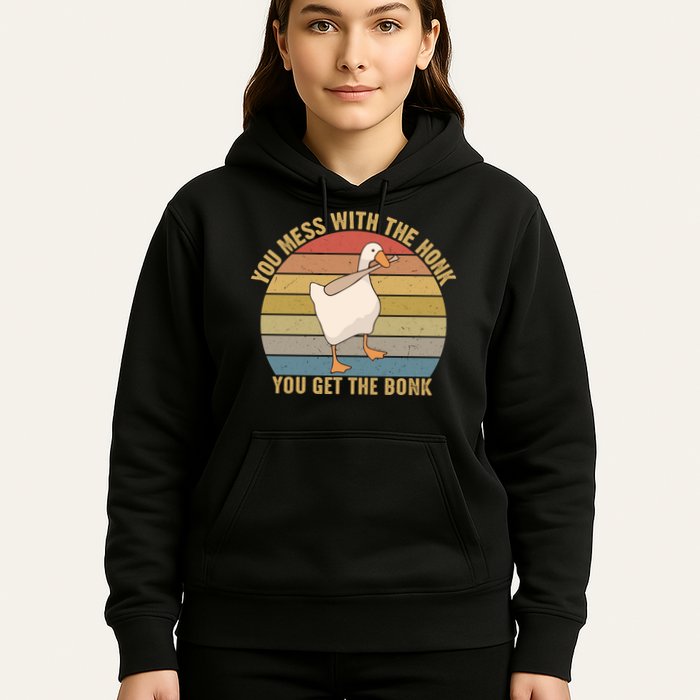 You Mess With The Honk You Get The Bonk Funny Retro Vintage Goose Hoodie