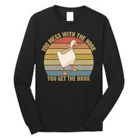 You Mess With The Honk You Get The Bonk Funny Retro Vintage Goose Long Sleeve Shirt